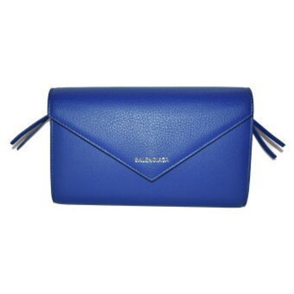 with BALENCIAGA Money Zip Wallet Blue Leather Long - Picture 1 of 9